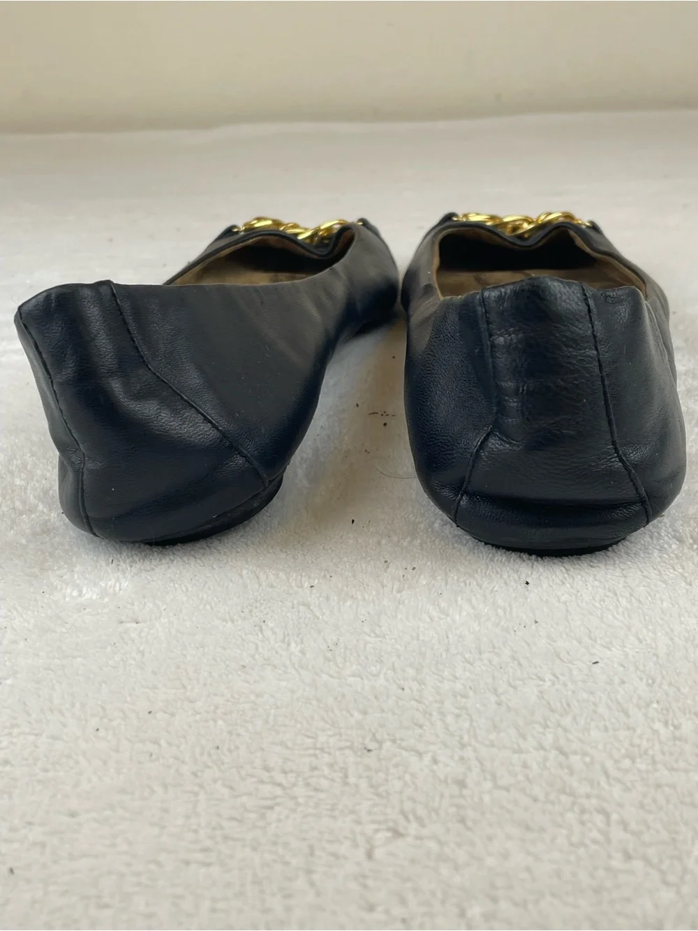 Black Women's Chain-Accent Ballet Flats